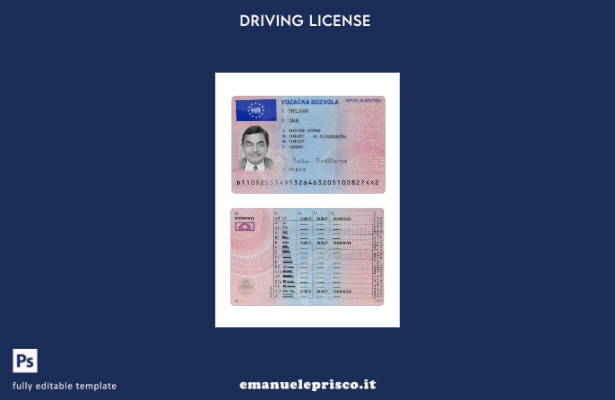 verified style stile verificato modello presente patente di guida croata template